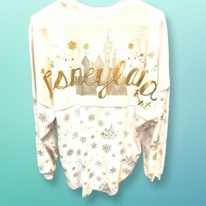 Disneyland Christmas Castle Snowflake Fleece Spirit Jersey az small